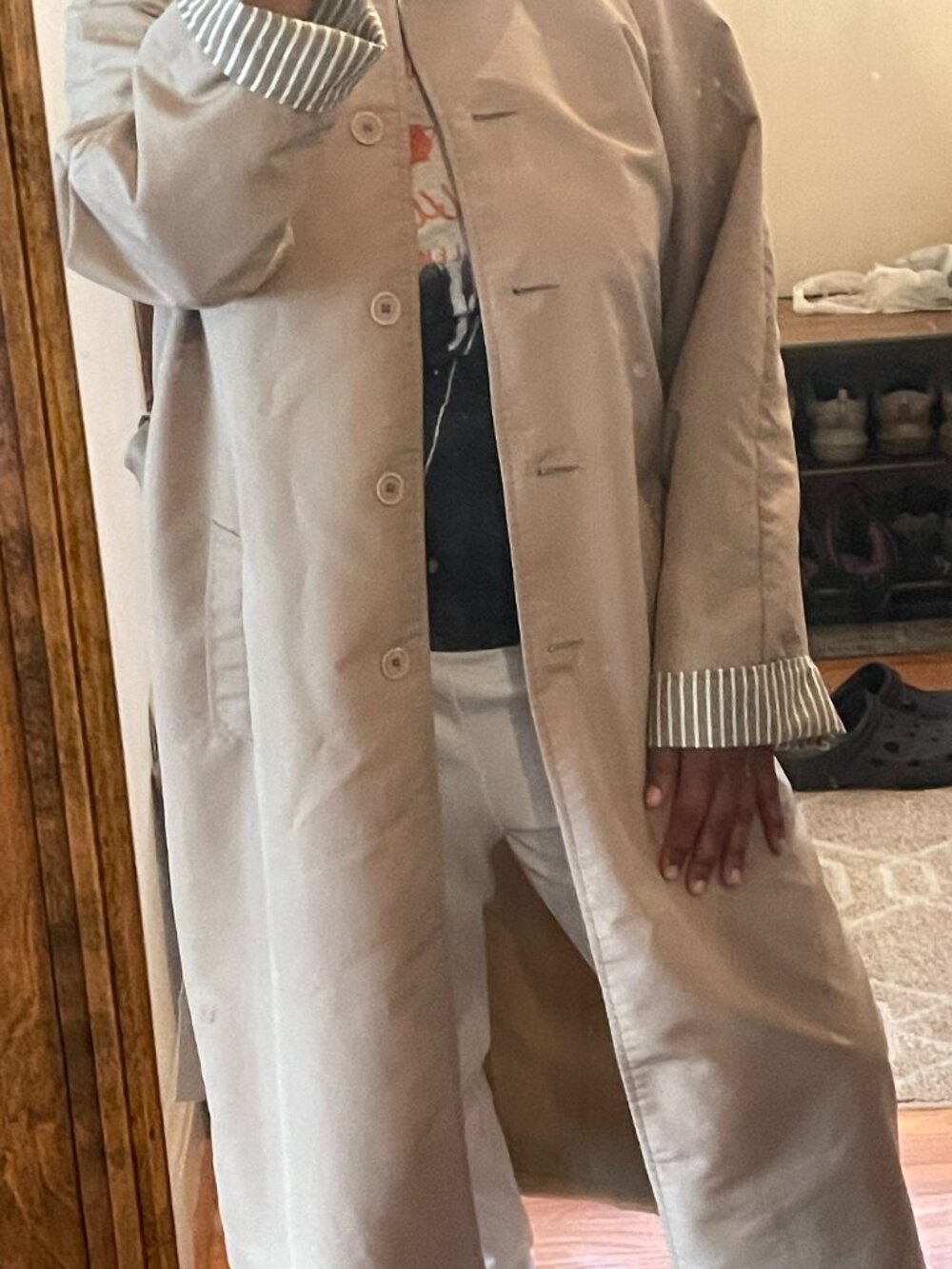 VTG BLAIR Cream Khaki Twill Classic Gumshoe Trench Coat. Made in USA (18; L-2X)